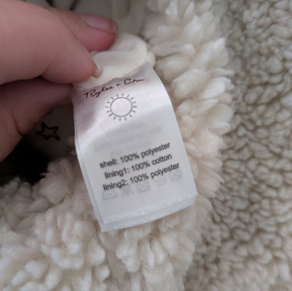 Riley & Cru Ivory Bear Suit 6-12 Months Sherpa Outerwear One Piece Coveralls - Picture 5 of 5